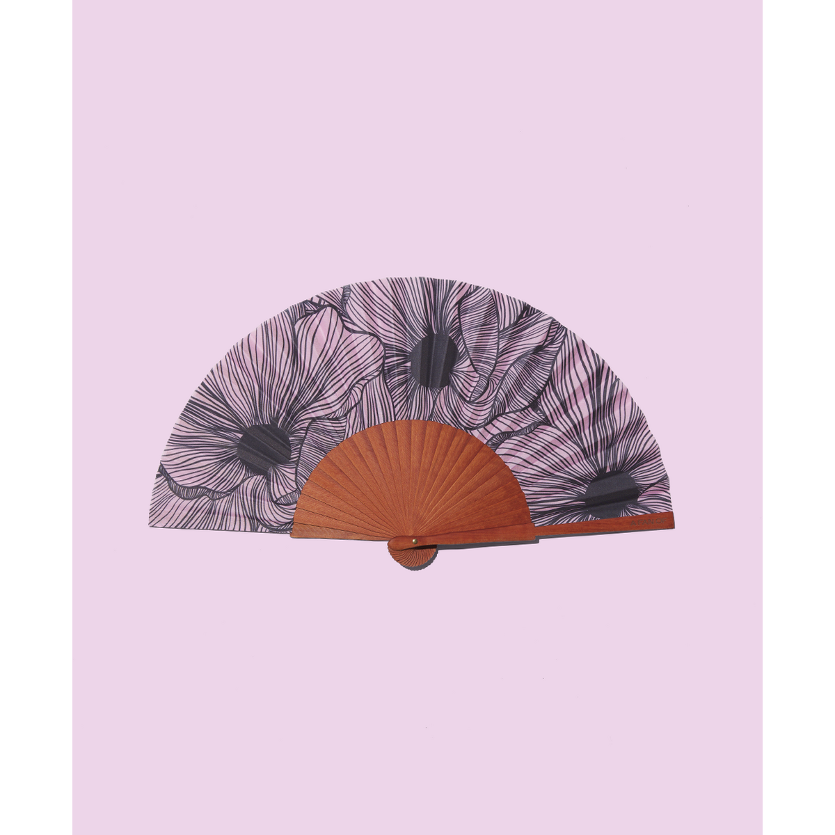Éventail CHIC BLOOM - 23 cm - Rose et noir