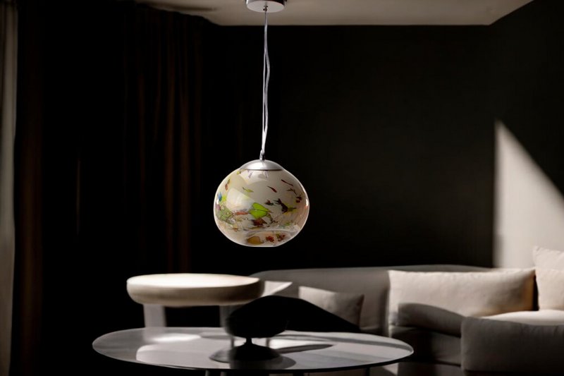 Hængende lampe linea flerfarvet bol | Glas vedhæng | Design hængende lampe