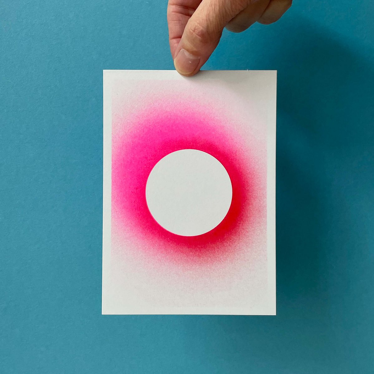 Riso postcard White Hole, risography, DIN A6