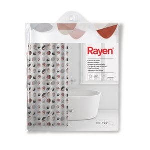 Rayén | Duschvorhänge | Dusch- oder Badevorhang | Wasserdicht | PVA | Durchscheinend | PVC-Ringe | Enthält 12 Haken | 180×200cm | Weiß mit farbigen Kreisen.