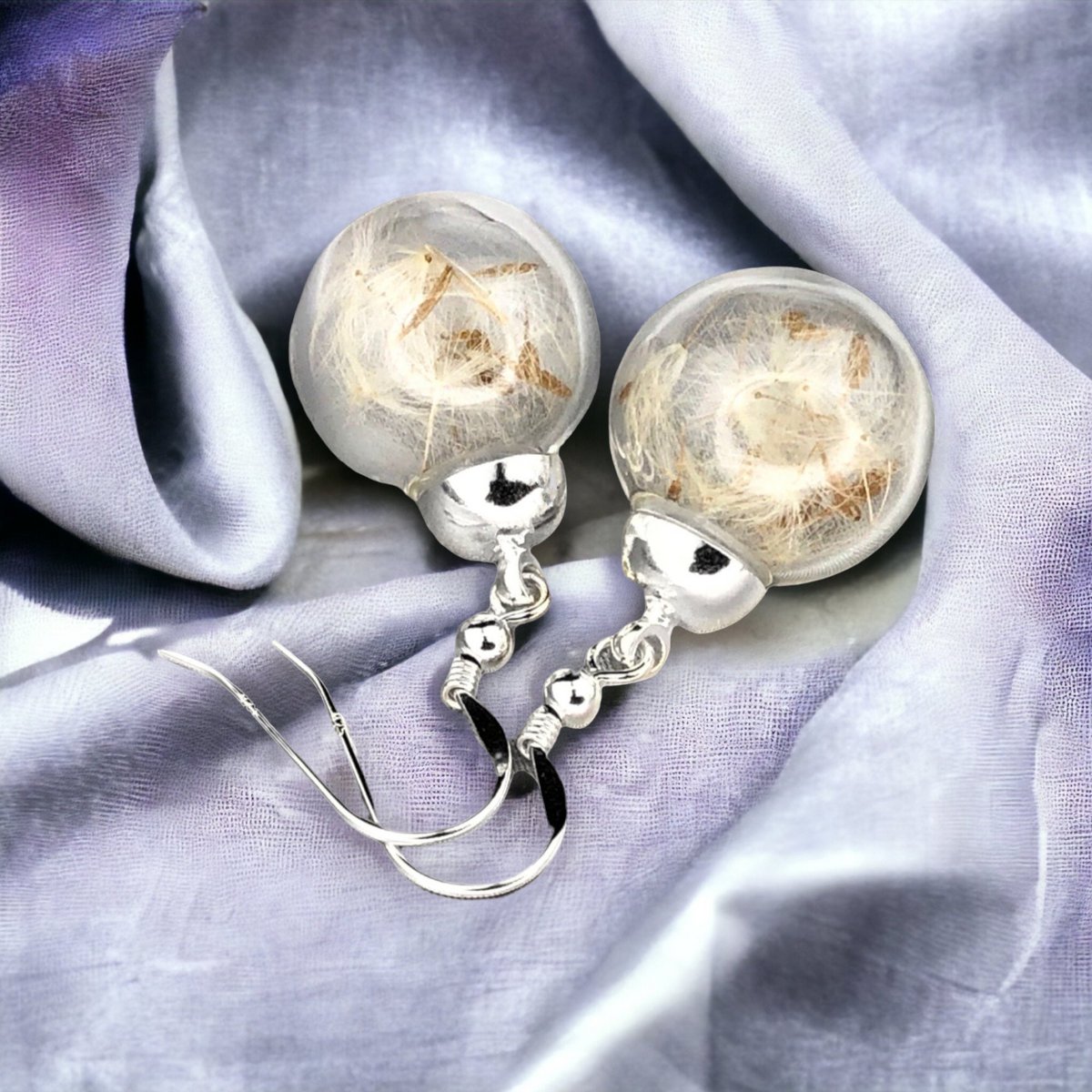 Echte paardenbloemoorbellen - 925 sterling zilver - elegante bloemensieraden - OHR925-12