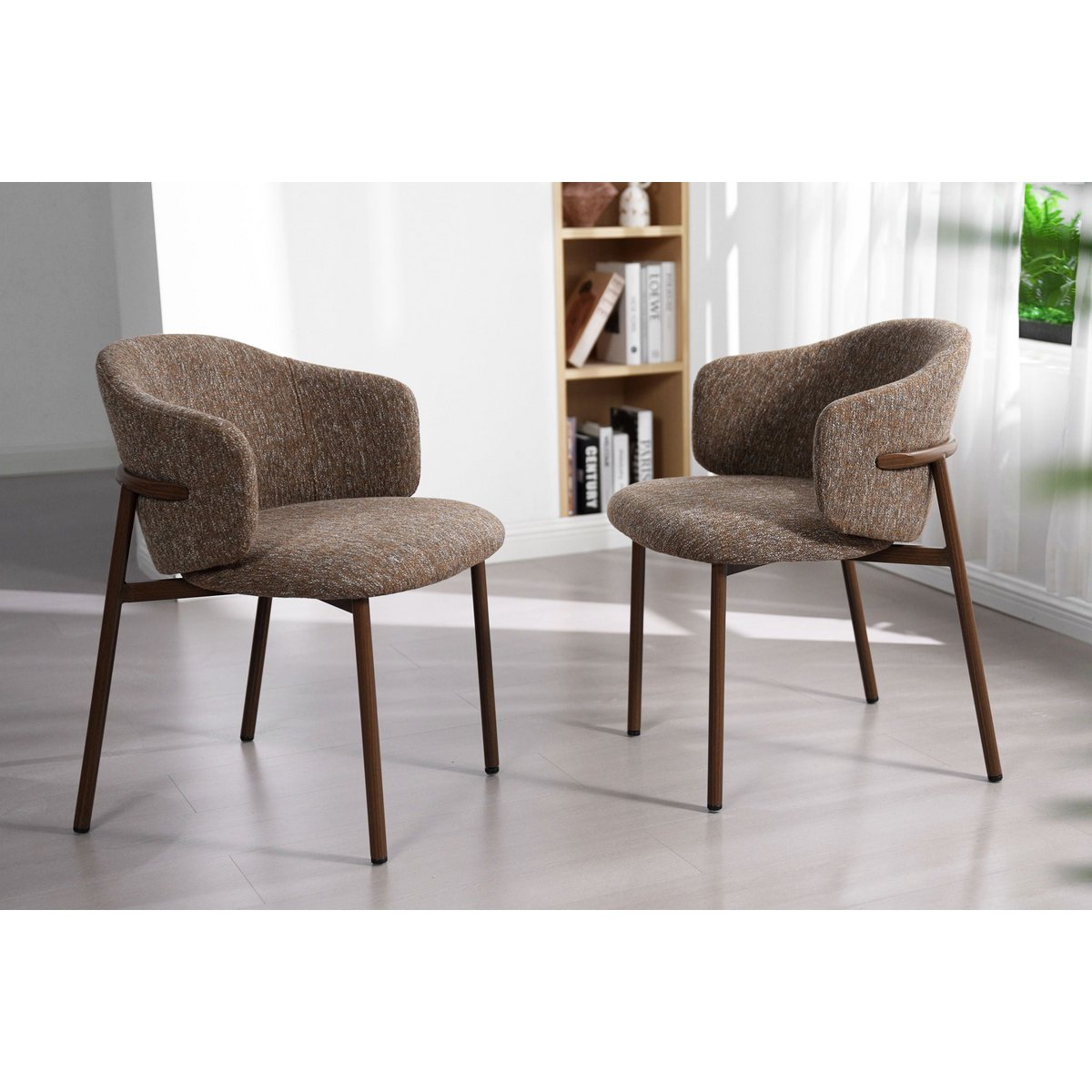 Jenna Dining Chair - Brown - Walnut Legs