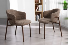 Jenna Dining Chair - Brown - Walnut Legs