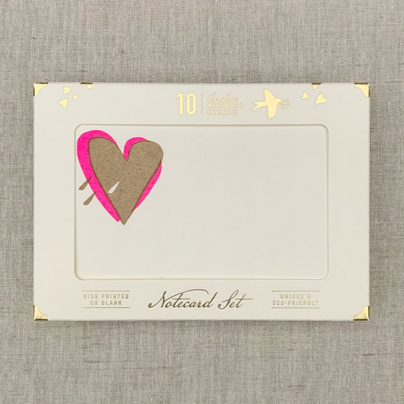 Notecard Set / Riso Printing / Heart / Sustainable