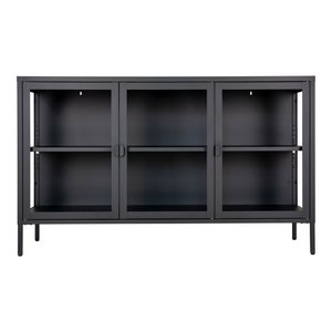 Brisbane Sideboard - Black, Steel/Glass, 140x40x85 cm