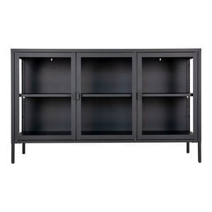Brisbane Sideboard - Black, Steel/Glass, 140x40x85 cm