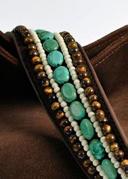 BOHO IBIZA BAG - Bandolera Tiger Turquesa (70cm) + Bolso de ante (Cocoa)