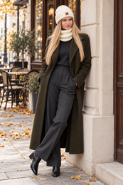 Completo cappello e sciarpa BRIGID - 100% lana merino - ecru