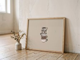 Koffie kopjes poster, koffie kunst print, koffiemokken print, koffie hoek print, koffie poster, koffiekopje kunst aan de muur, Trendy keuken kunst aan de muur