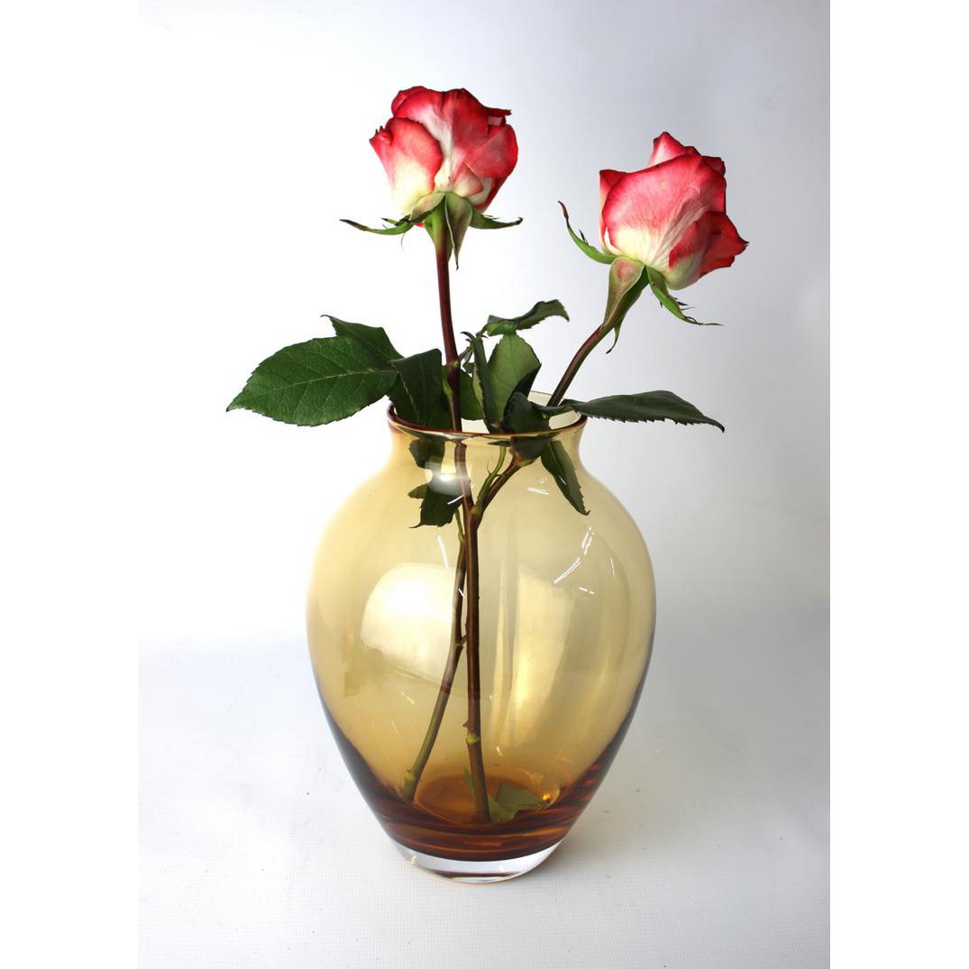 Florero de mesa florero de vidrio bulboso florero de vidrio ámbar hecho a mano