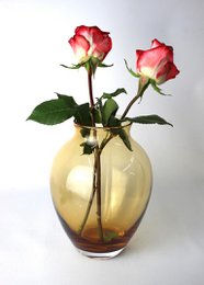 Florero de mesa florero de vidrio bulboso florero de vidrio ámbar hecho a mano