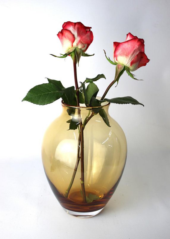 Florero de mesa florero de vidrio bulboso florero de vidrio ámbar hecho a mano