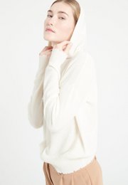 MIA 16 Cashmere hættetrøje med ecru hvid mejslet finish