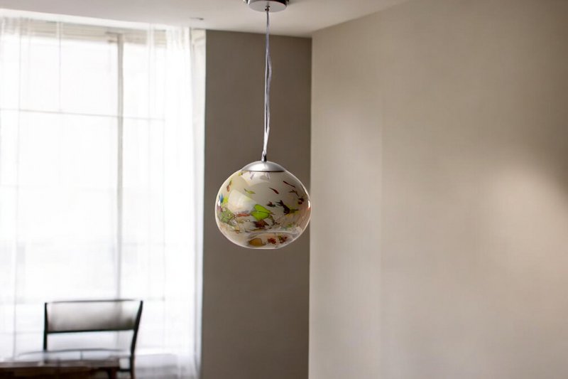 Hængende lampe linea flerfarvet bol | Glas vedhæng | Design hængende lampe