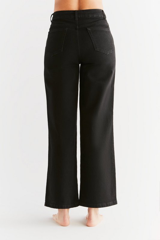 WE1010-104 | Damen jeans med brede ben - kulsort