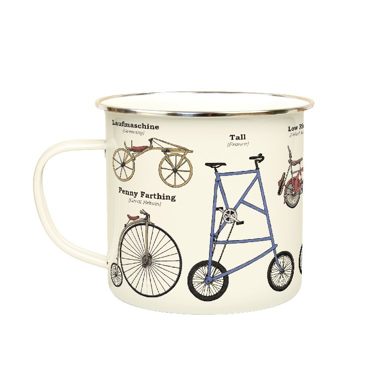 Gift Republic Mok emaille - Enamel Mug - Bikes