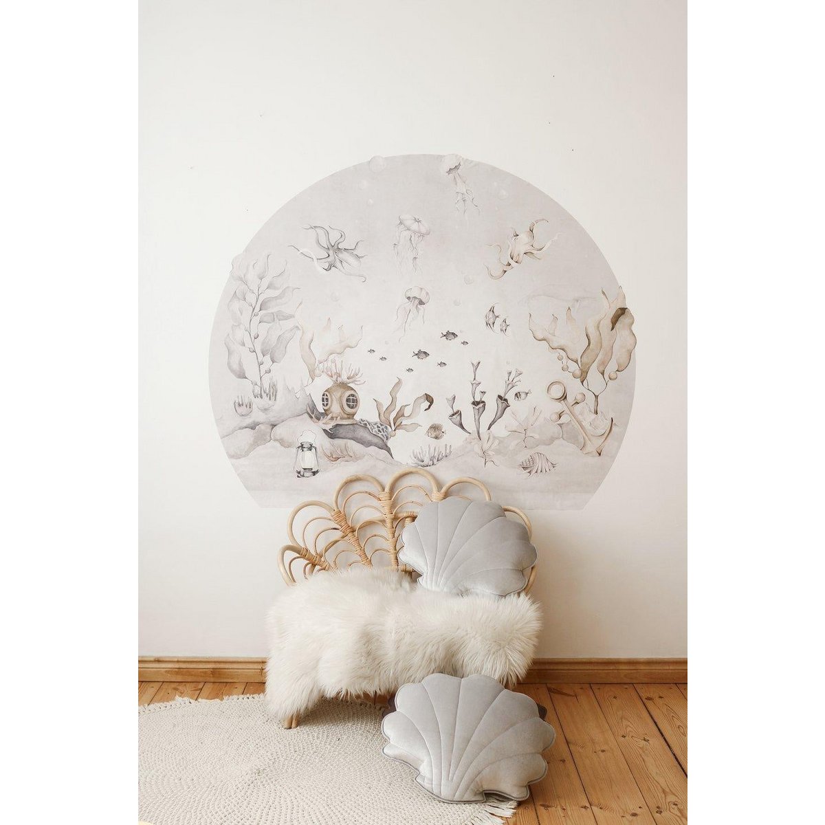 Samt-Muschelkissen „Silver Pearl“.