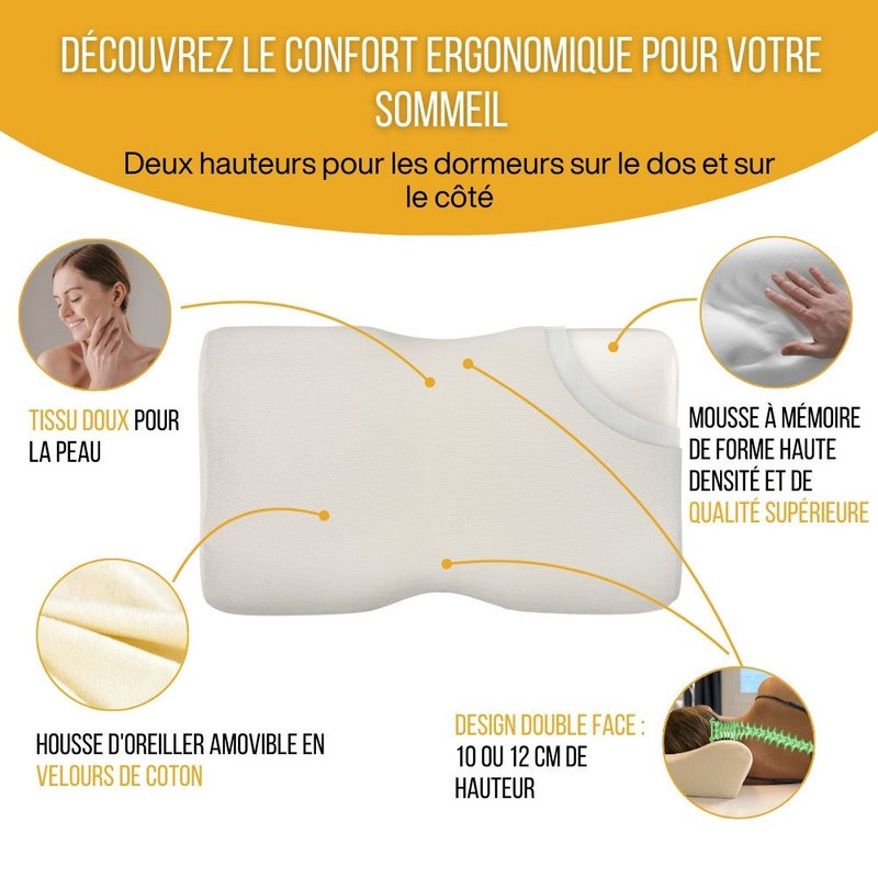 Oreiller Cervical Ergonomique | DUO PREMIUM