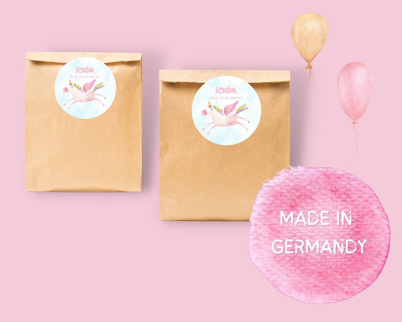 Unicorn party bags with sticker - unicorn guest gift bag for unicorn birthday
