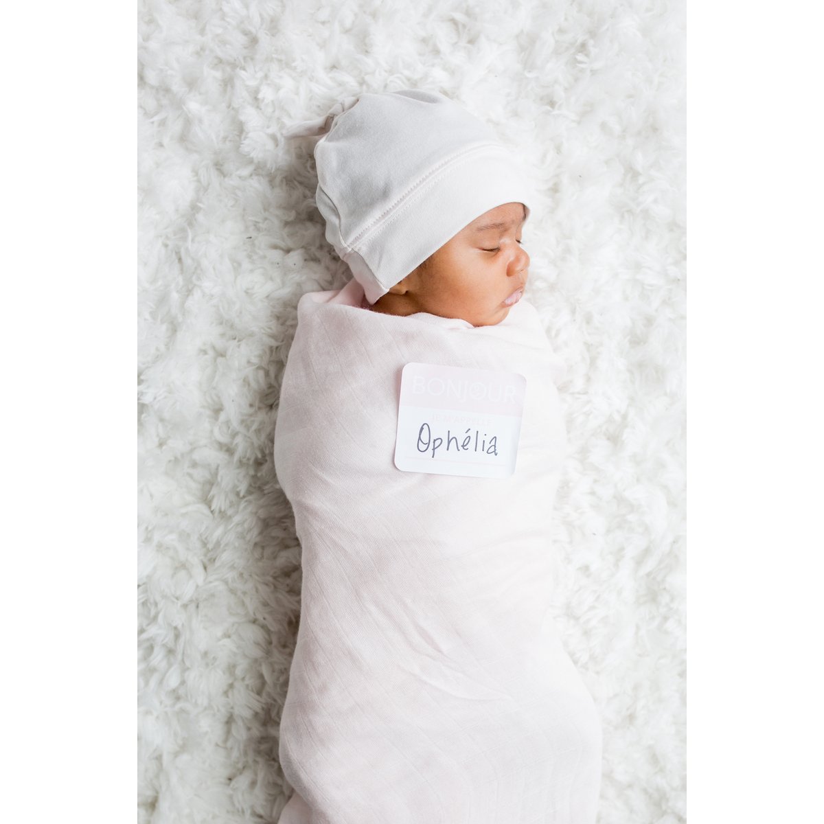 Lulujo Hallo Welt Swaddle & Hat - Pink