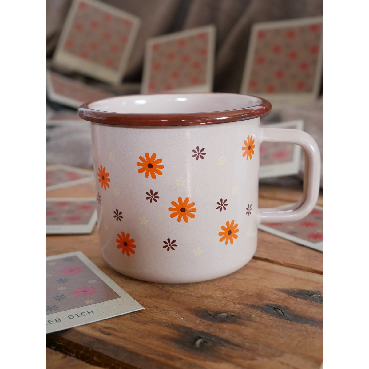 Mug émaillé je t'aime beige