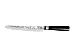 Knife - Serrated bread/pastry knife with bamboo Saya and bamboo box - 200 mm blade