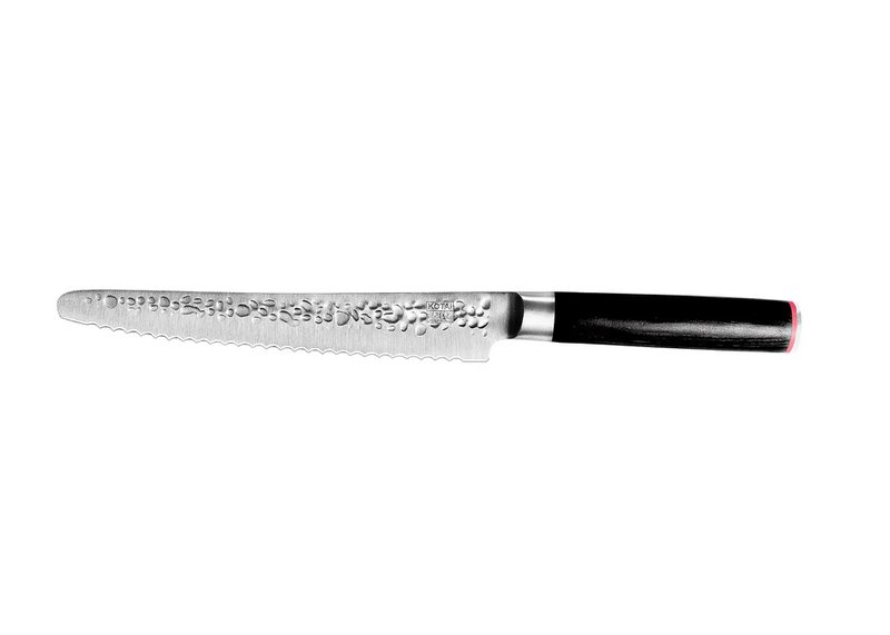 Knife - Serrated bread/pastry knife with bamboo Saya and bamboo box - 200 mm blade
