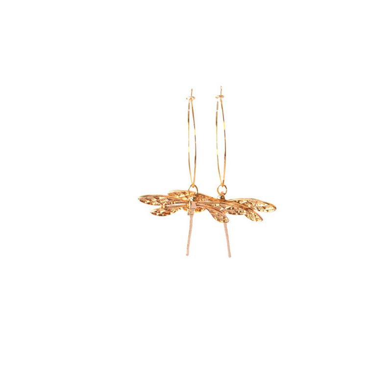 Ovale creolen met libellen 24K goldplated