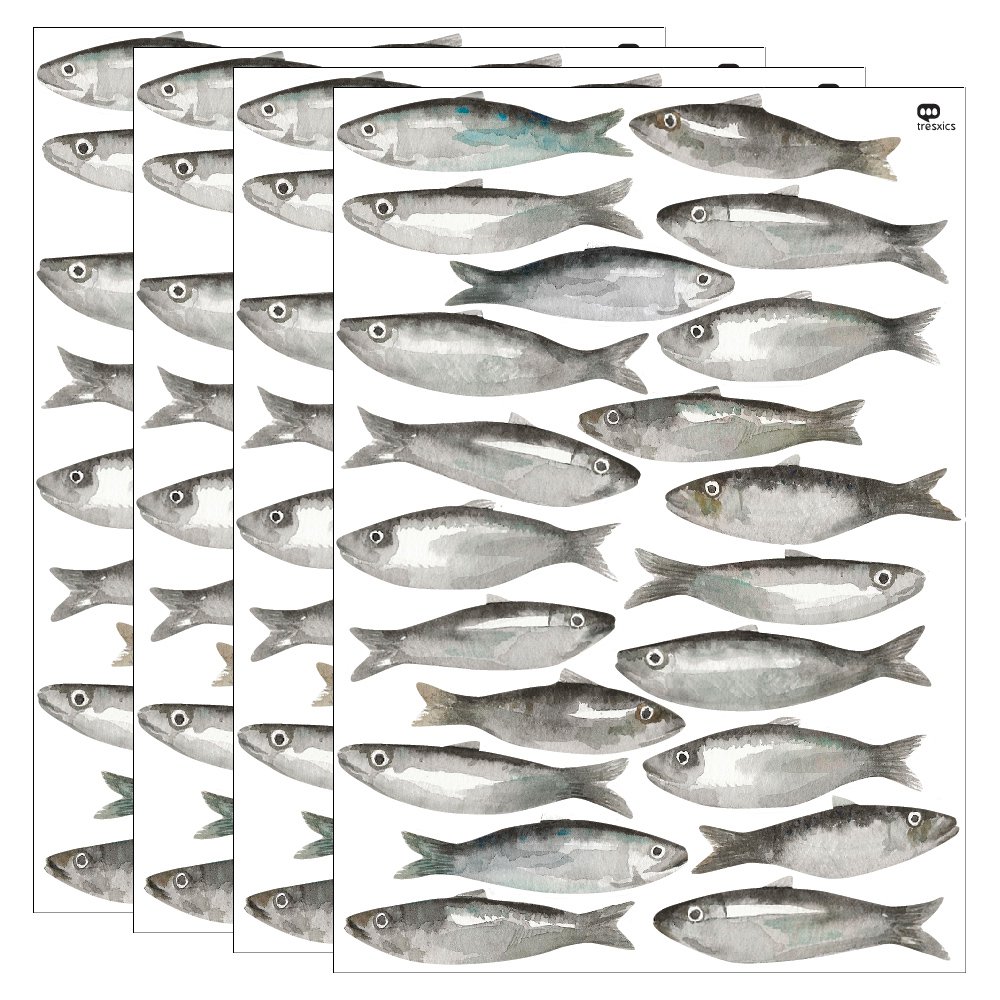 Watercolor sardine wall sticker