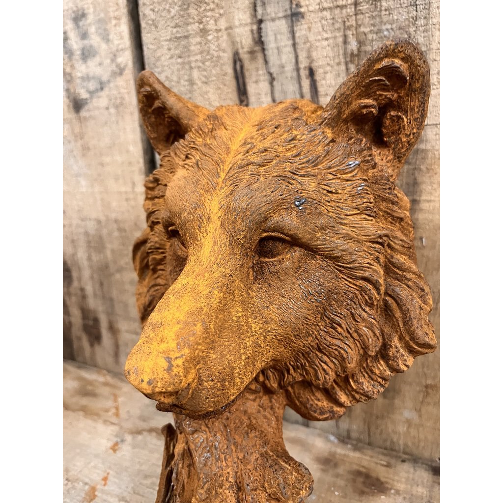 Wolfskopf aus Gusseisen, 16x12x25cm, 3kg
