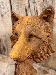 Cast iron wolf head, 16x12x25cm, 3kg