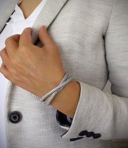 Zilveren leren armband met reptielenprint
