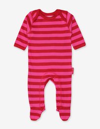 Bio-cotton baby romper with apple printing and stripes 2-er pack