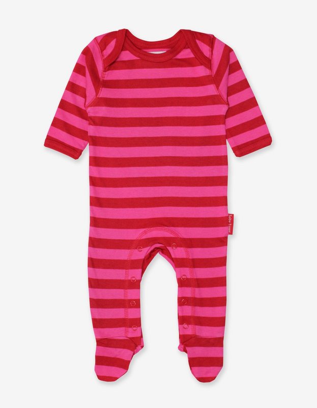 Bio-cotton baby romper with apple printing and stripes 2-er pack