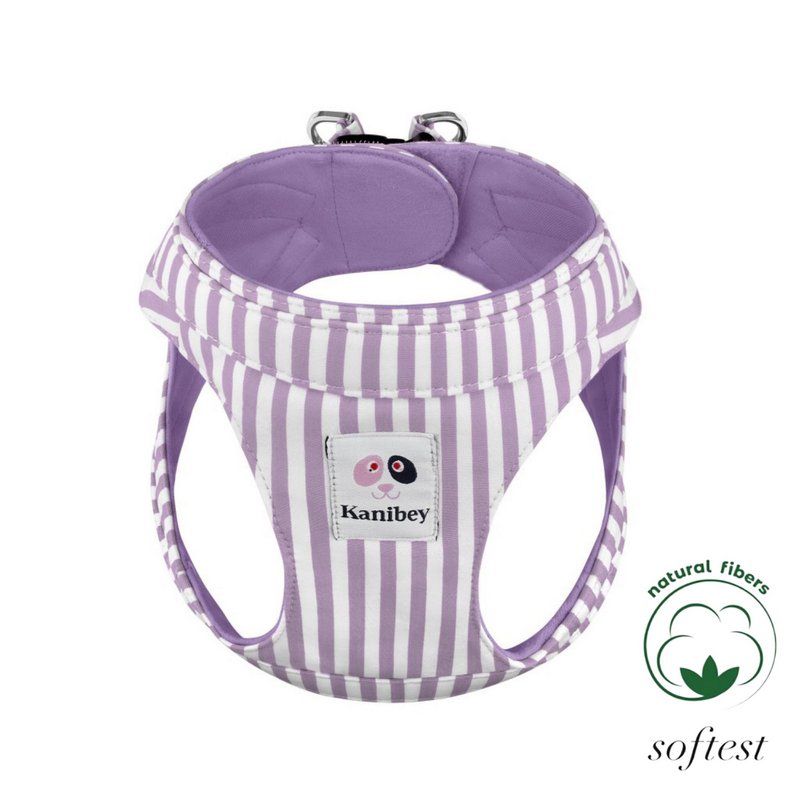 Harnais à col uni 100 % coton lilas à motifs