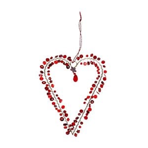 Handmade beaded heart decoration (9x12cm) - Red