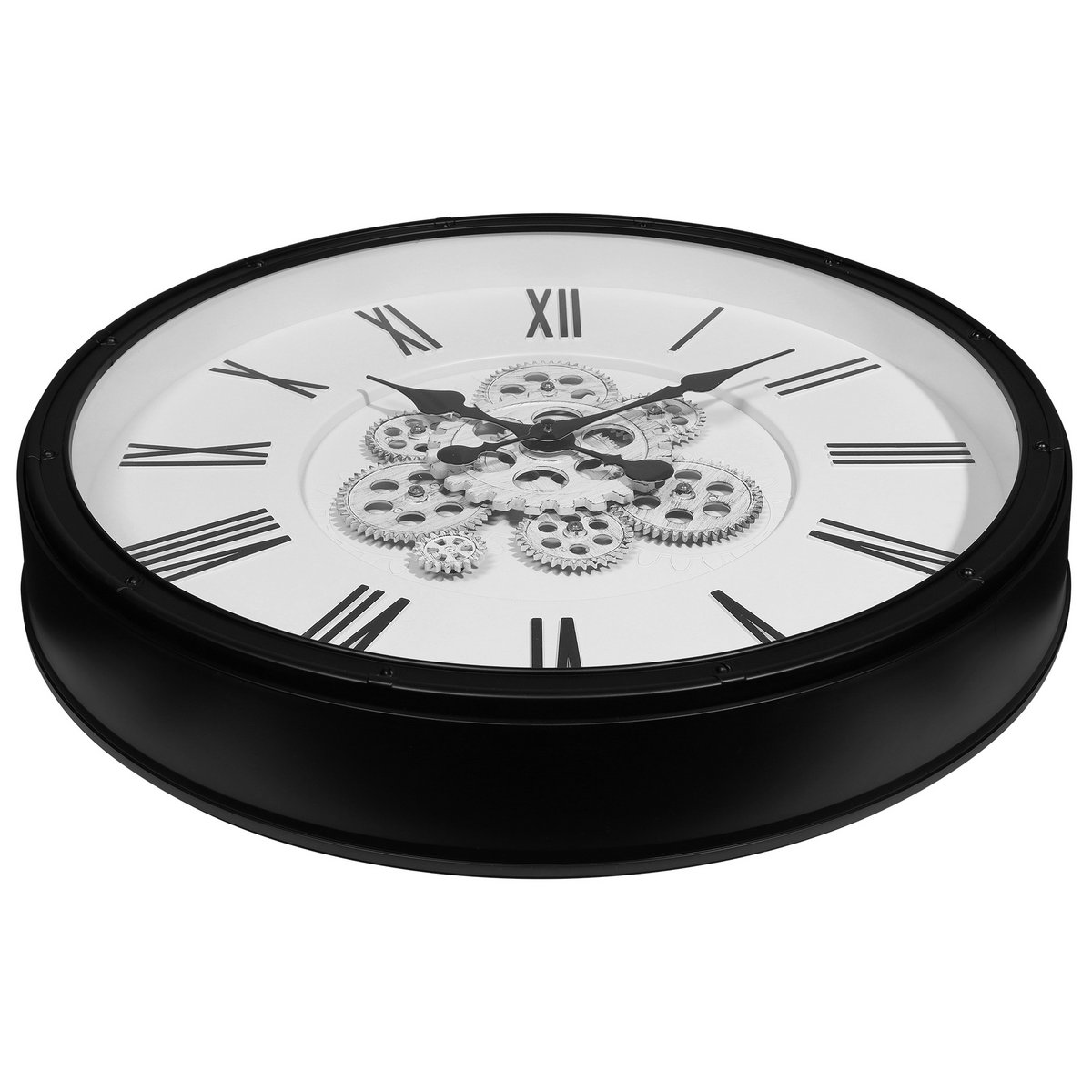 Skelett-Wanduhr im Industrial-Vintage-Look, Ø 50,5 cm, schwarz/ weiß