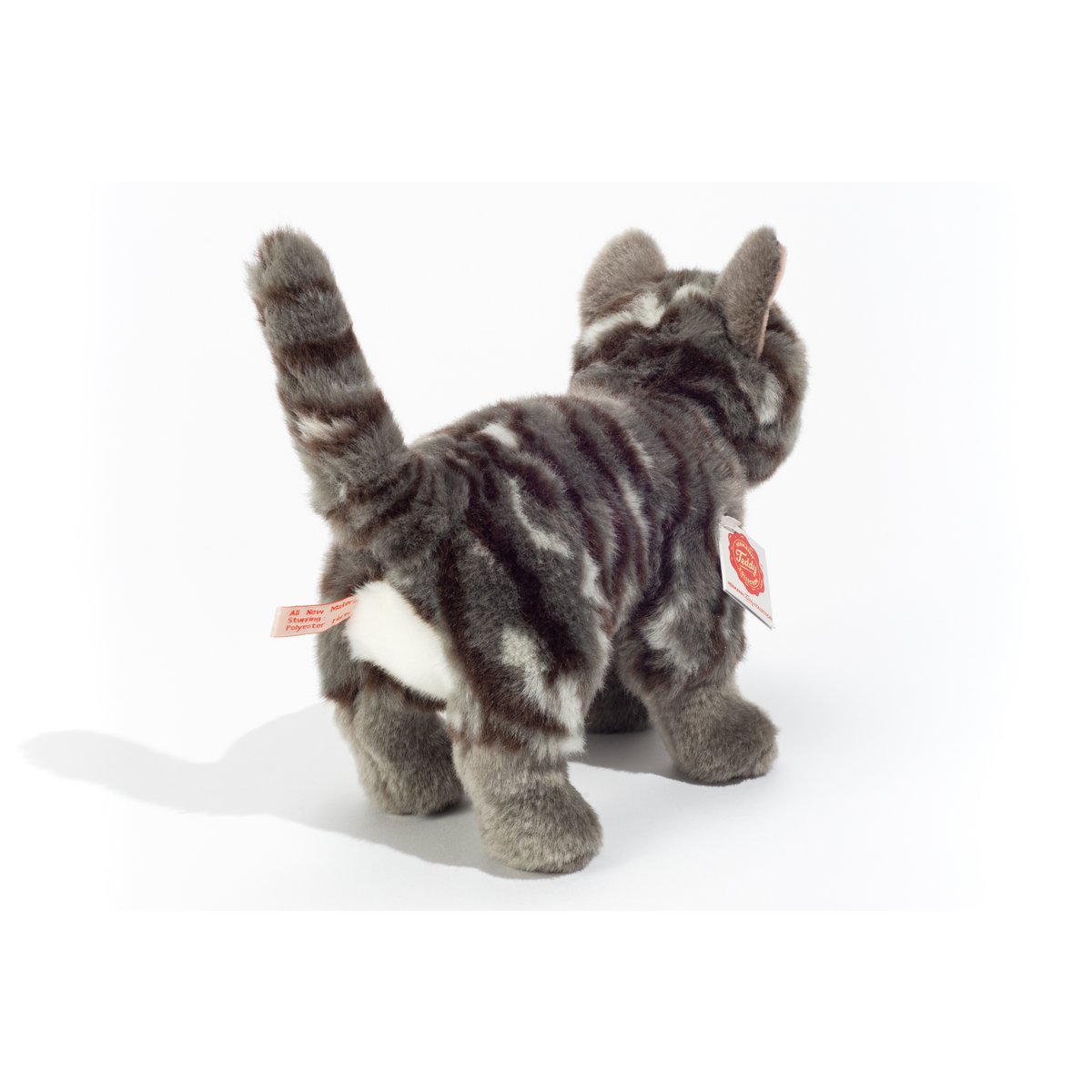 Gato atigrado gris de pie 20 cm - peluche - peluche