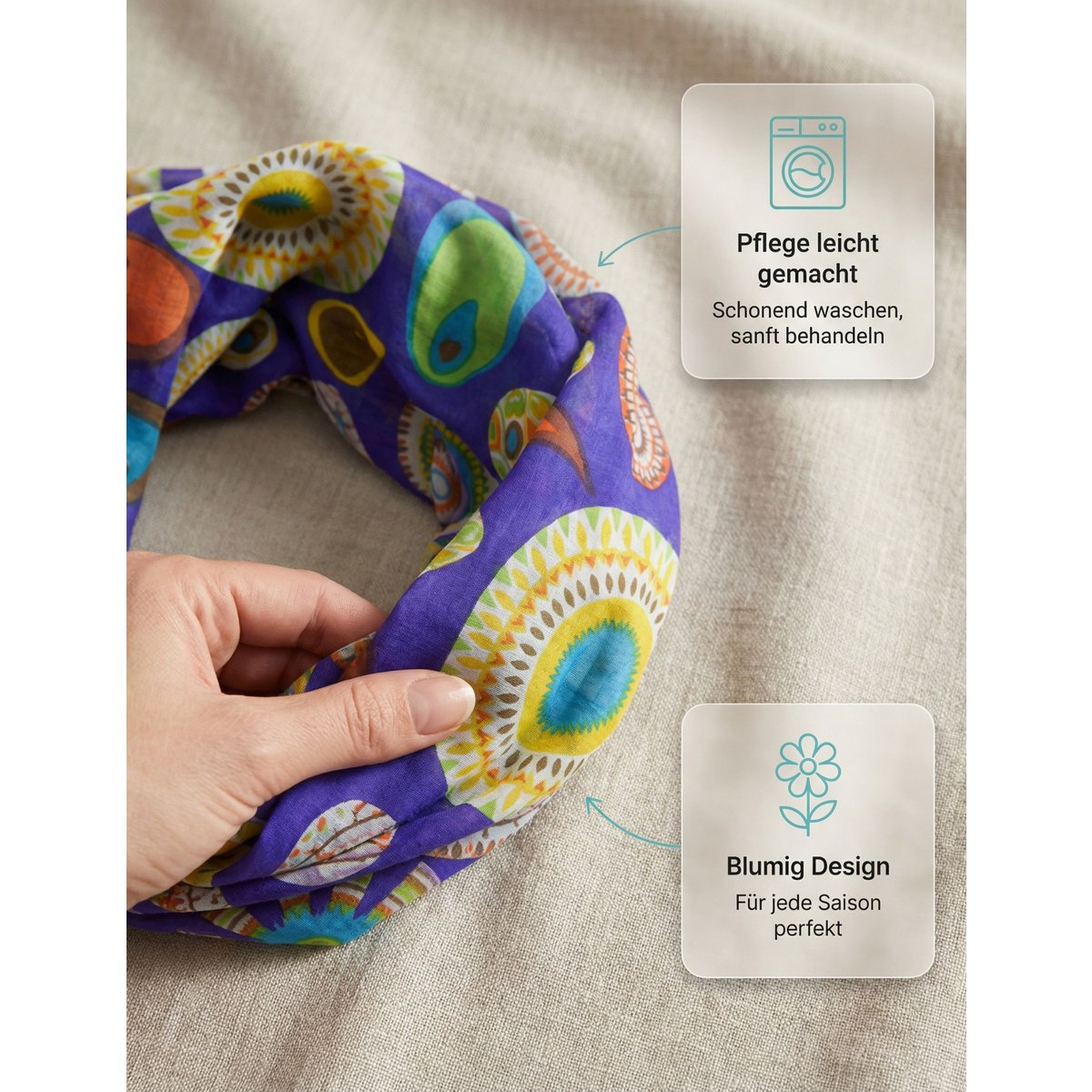 Sunsa set de 3 bufandas de lazo, bufanda de lazo para mujer, pañuelo redondo hecho de 100% algodón, bufanda de tubo para ella, bufanda redonda para verano/primavera/otoño