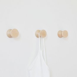 Double Round Beech Wood Wall Hook / Knob