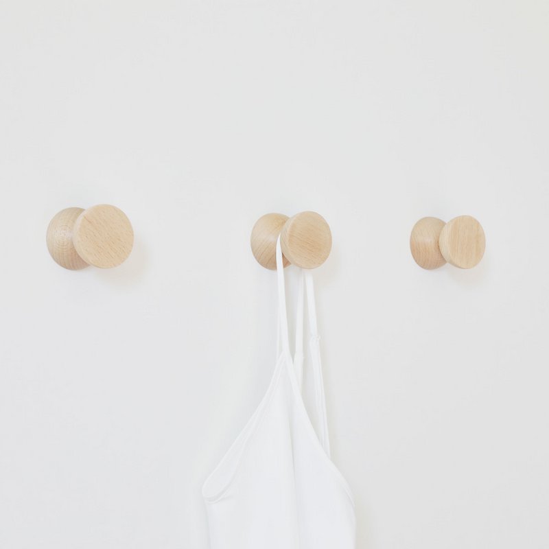 Double Round Beech Wood Wall Hook / Knob