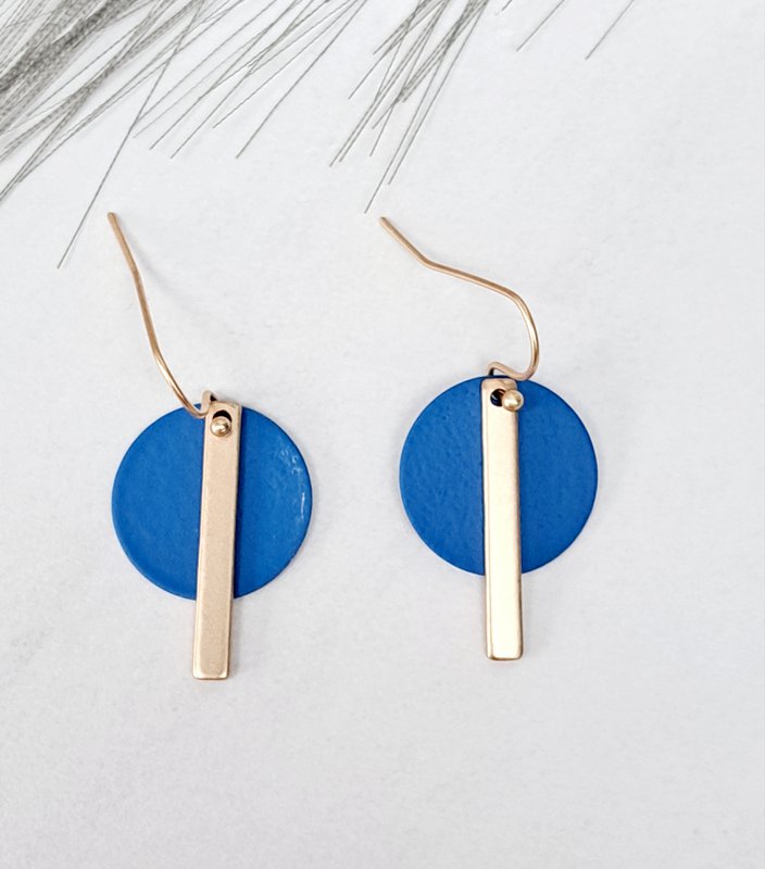 Pendientes - Fun - oro mate - azul celestial