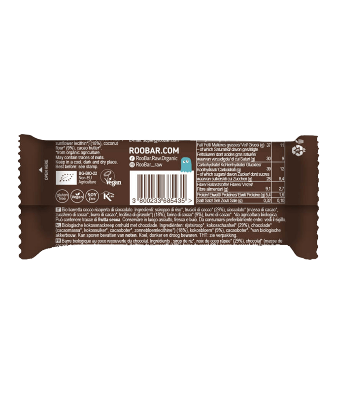 Chocolate Covered Coconut Bar, organic, Roobar, 30g
