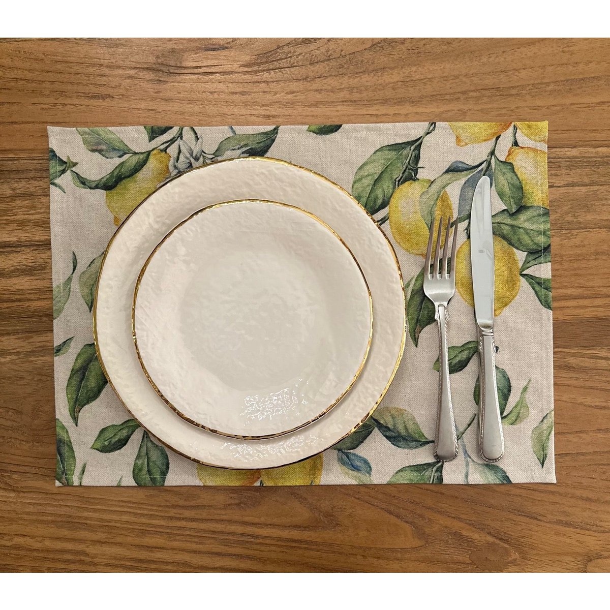 Placemat 30x43cm, Linen-Cotton Mix, Printed | Lemon Linen