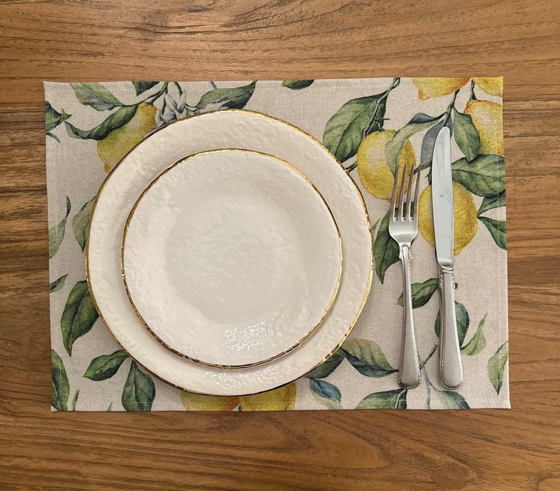 Placemat 30x43cm, Linen-Cotton Mix, Printed | Lemon Linen