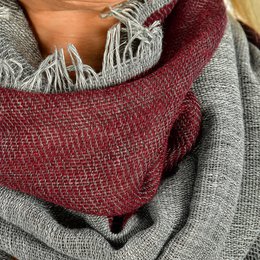 Florence Artegiani. Two-tone scarf scarf with double flap, modal and wool. Made in Italy.