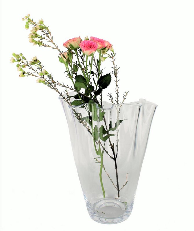 Vase glas bølget klart glas vase bord vase gennemskinnelig
