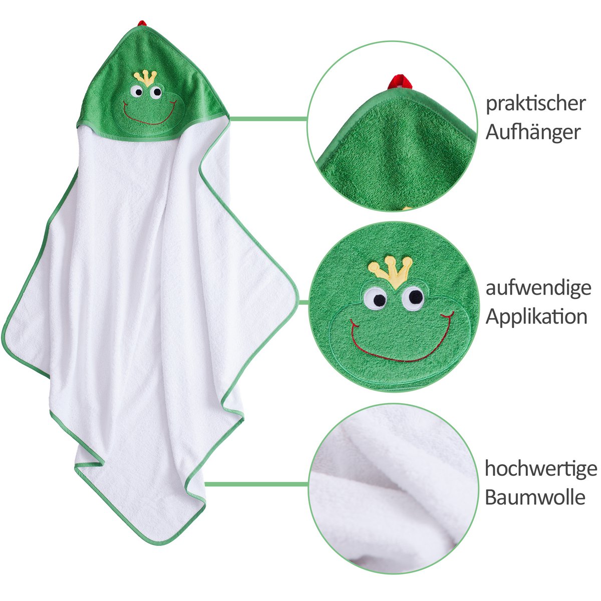 Hættehåndklæde Frog Prince, 100 x 100