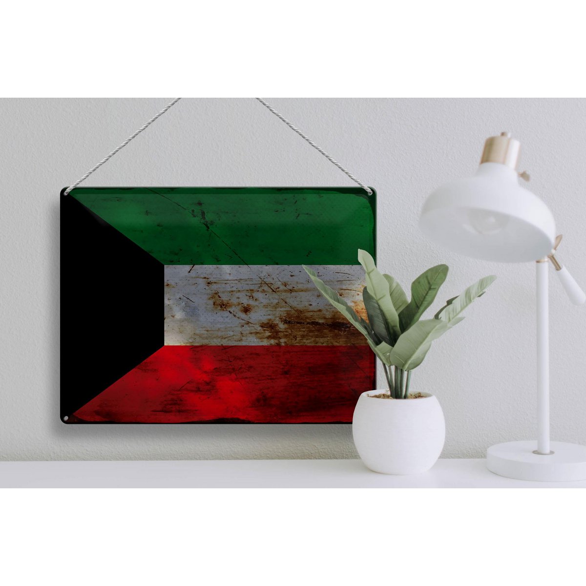 Tin Sign Flag Kuwait 40x30cm Flag of Kuwait Rust