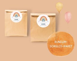 Rainbow invitationskort og yndlingsposer sæt til regnbuebørns fødselsdagsfest